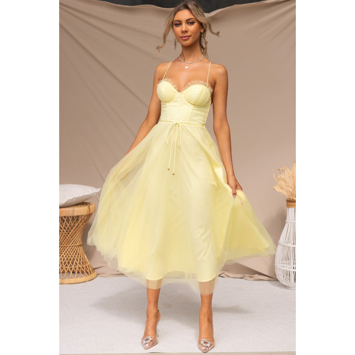 Robe Diana Midi – Élégance Éthérée