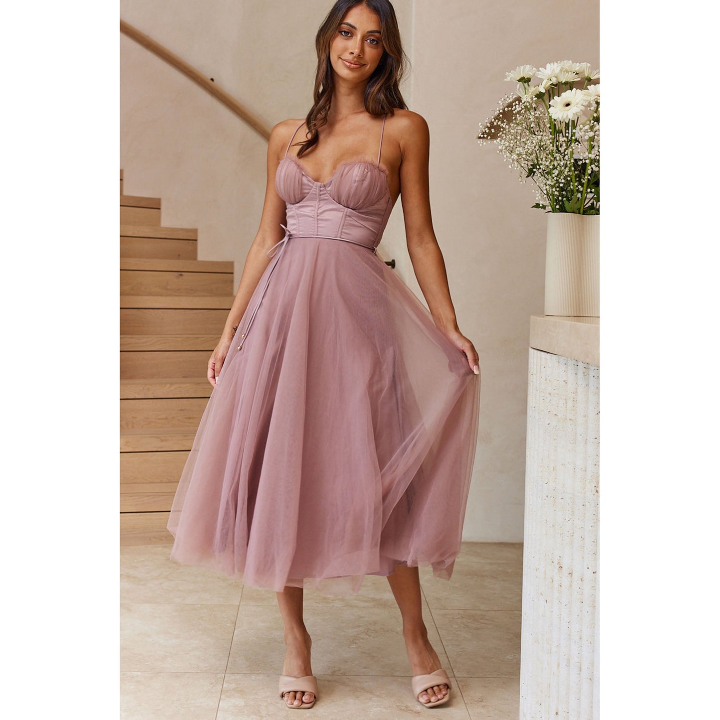 Robe Diana Midi – Élégance Éthérée